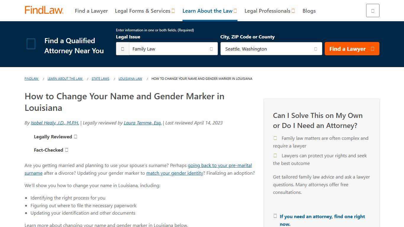 How to Change Your Name and Gender Marker in Louisiana - FindLaw